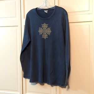 Denim blue thermal top